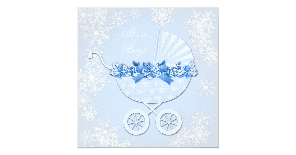 Blue Snowflake Winter Wonderland Baby Shower Invitation Zazzle