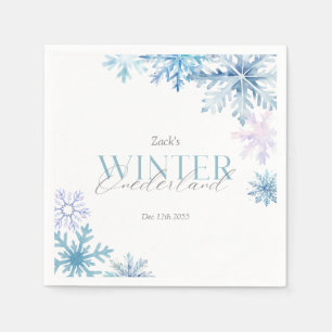 Blue Snowflake Winter Wonderland First Birthday  Napkins