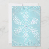 Blue Snowflake Winter Wonderland Quinceanera Invitation (Back)