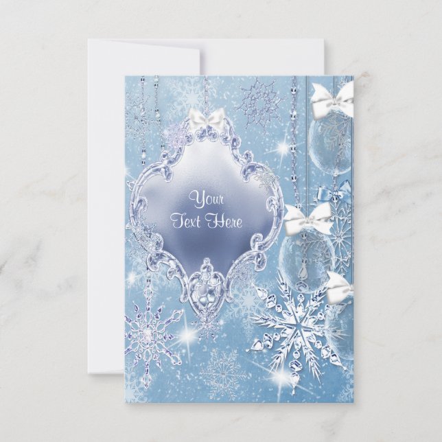Blue Snowflake Winter Wonderland RSVP (Front)