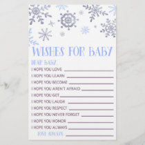 Blue Snowflake Wishes For Baby Shower Activity Stationery