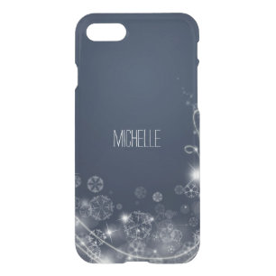 Blue Snowflake with Name iPhone SE/8/7 Case