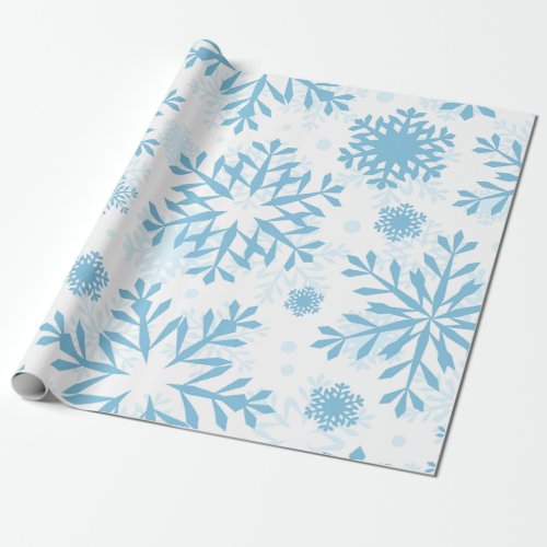 Blue snowflake wrapping paper
