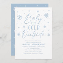 Blue Snowflakes Baby It's Cold Outside Baby Shower Invitation