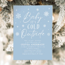Blue Snowflakes Baby It's Cold Outside Baby Shower Invitation