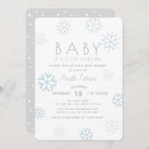 Blue Snowflakes Baby Its Cold Outside Shower Invitation
