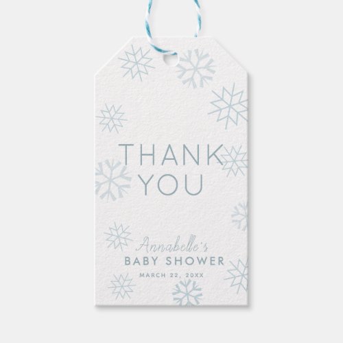 Blue Snowflakes Baby Its Cold Outside Thank You Gift Tags
