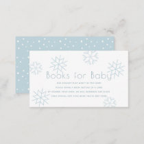 Blue Snowflakes Baby Shower Books for Baby Enclosure Card