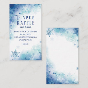 Blue Snowflakes Baby Shower Diaper Raffle Ticket Enclosure Card