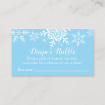 Blue Snowflakes Baby Shower Diaper Raffle Ticket Enclosure Card