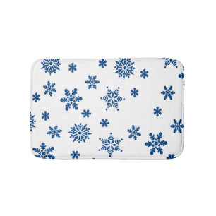 Blue Snowflakes Bathroom Mat