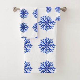 Blue Snowflakes Bathroom Towel Set