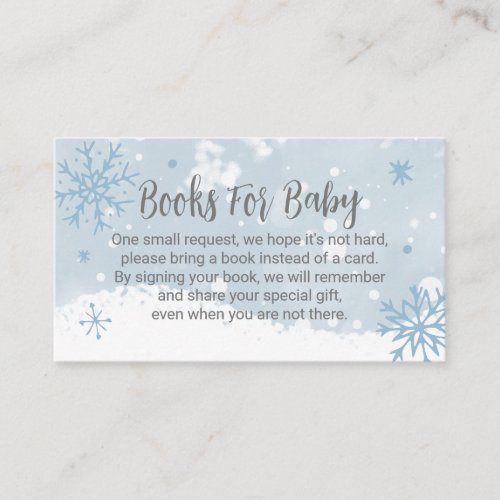 Blue Snowflakes Boy Baby Shower Books For Baby Enclosure Card