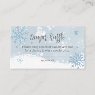 Blue Snowflakes Boy Baby Shower Diaper Raffle Enclosure Card