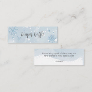 Blue Snowflakes Boy Baby Shower Diaper Raffle Mini Business Card