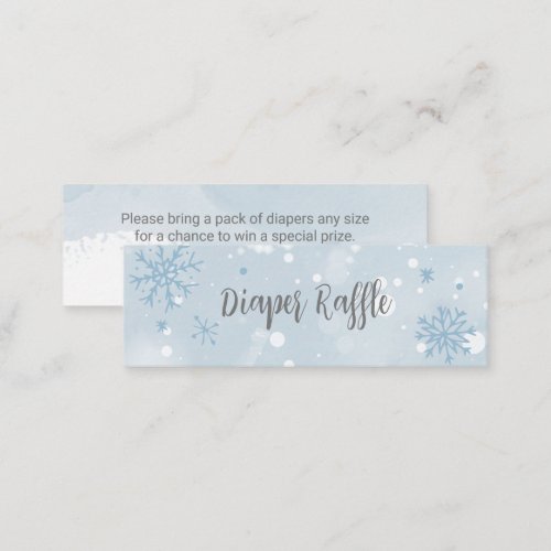 Blue Snowflakes Boy Baby Shower Diaper Raffle Mini Business Card