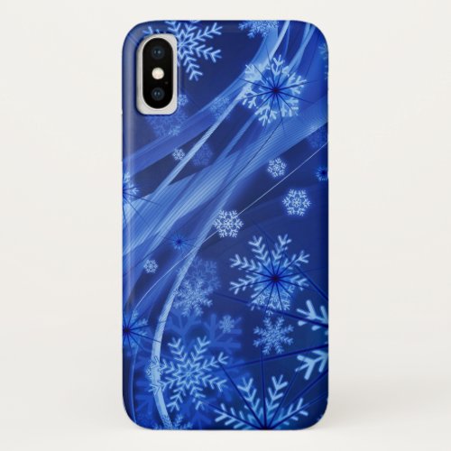 Blue Snowflakes iPhone XS Case
