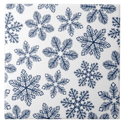 Blue snowflakes ceramic tile