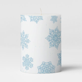 Blue Snowflakes Charming Pillar Candle