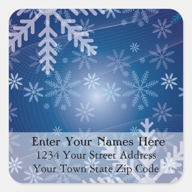Blue Snowflakes Christmas Address Label (Front)