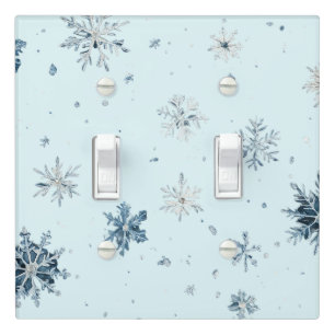 Blue Snowflakes Christmas Light Switch Cover