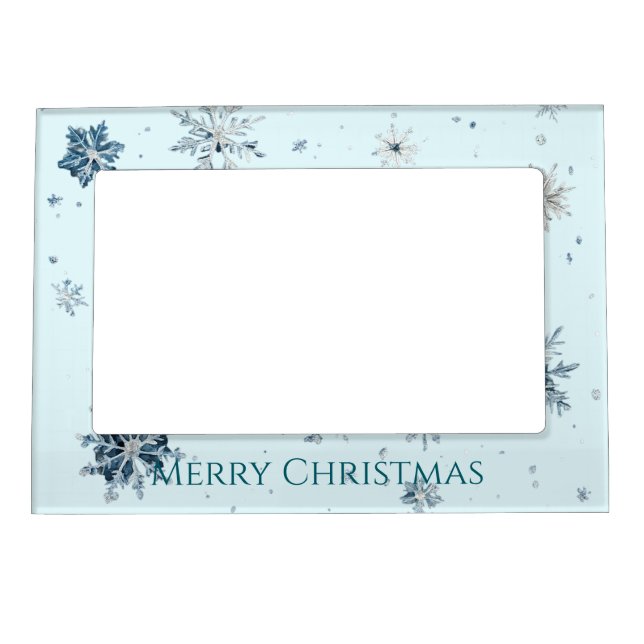 Blue Snowflakes Christmas  Magnetic Frame (Front)