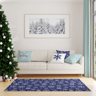 Blue Snowflakes Christmas Pattern Rug