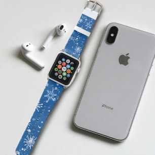 Blue Snowflakes Classic Winter White Snow Apple Watch Band