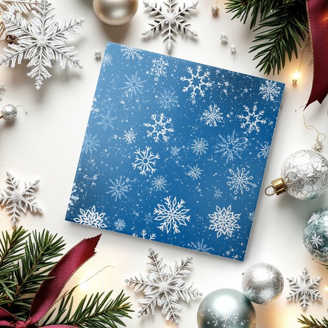 Blue Snowflakes Classic Winter White Snow Ceramic Tile (Creator Uploaded)