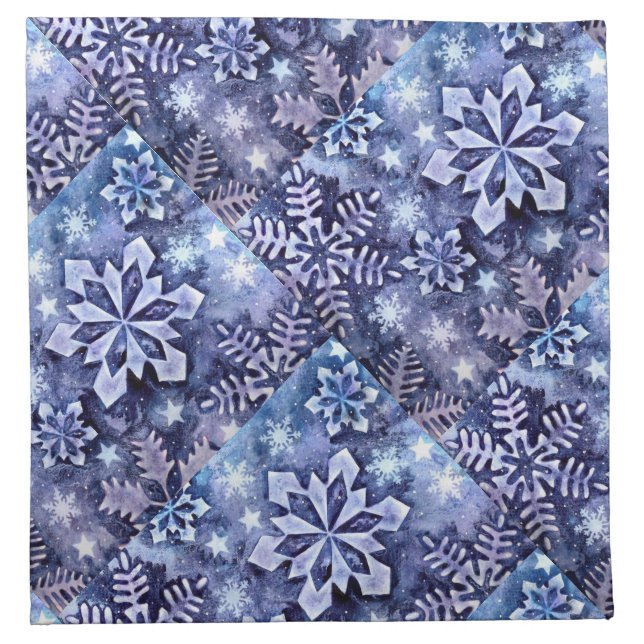 Blue Snowflakes Cloth Napkin (Front)