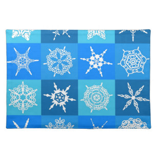 Blue Snowflakes Cloth Placemat