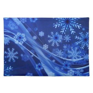 Blue Snowflakes Cloth Placemat