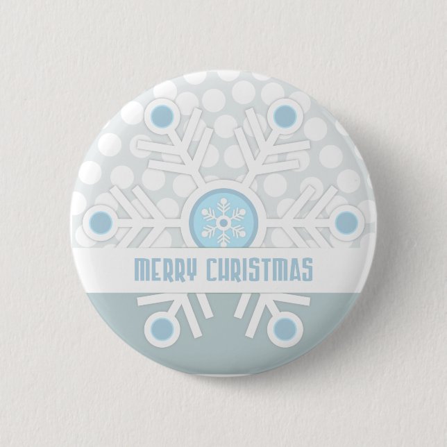 Blue Snowflakes Contemporary Button (Front)