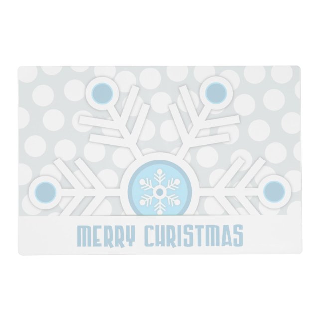 Blue Snowflakes Contemporary Placemat (Front)