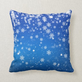 Blue Snowflakes Cushion by BamalamArt at Zazzle