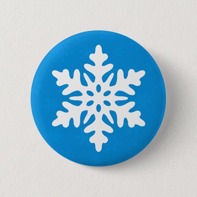 Blue Snowflakes Custom Christmas Button Pin Flair (Front)