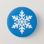 Blue Snowflakes Custom Christmas Button Pin Flair at Zazzle