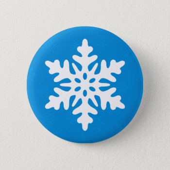 Blue Snowflakes Custom Christmas Button Pin Flair by thechristmascardshop at Zazzle