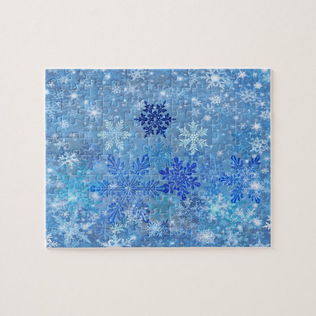 Blue Snowflakes Design Jigsaw Puzzle