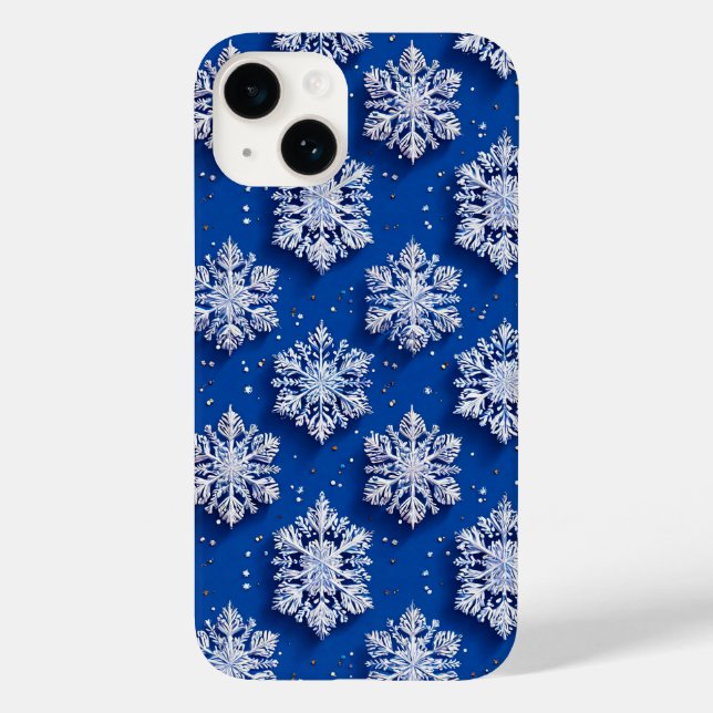 Blue snowflakes Elegant Winter Design Case-Mate iPhone Case (Back)