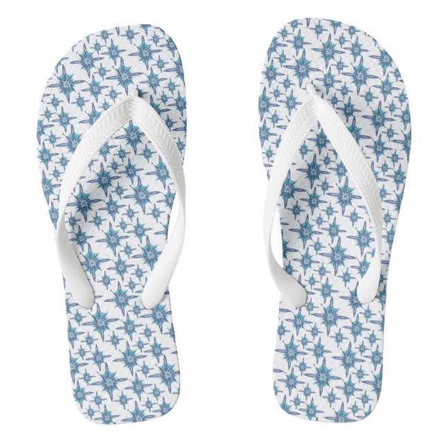 Blue snowflakes flip flops (Footbed)