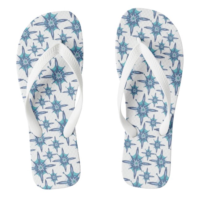 Blue snowflakes flip flops (Footbed)