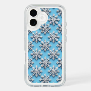 Blue snowflakes Frosty Winter Holiday iPhone 16 Case