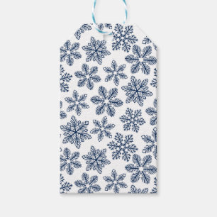 Blue snowflakes gift tags