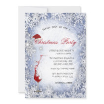 Blue Snowflakes,Glass,Corporate Christmas Party Invitation