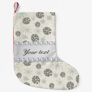 Blue Snowflakes Gold Stars Silver Diamonds Small Christmas Stocking