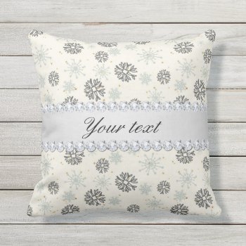 Blue Snowflakes Gold Stars Silver Diamonds Throw Pillow by glamgoodies at Zazzle