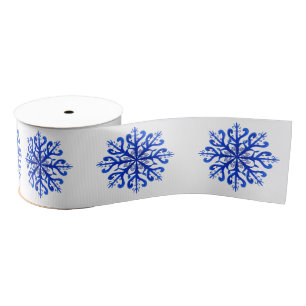 Blue Snowflakes Grosgrain Ribbon