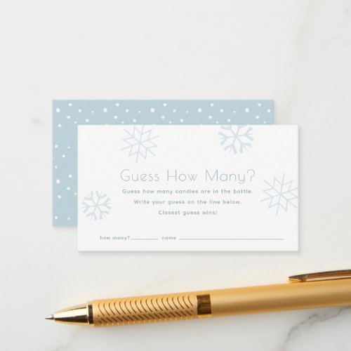 Blue Snowflakes Guess How Many Baby Shower Game Enclosure Card