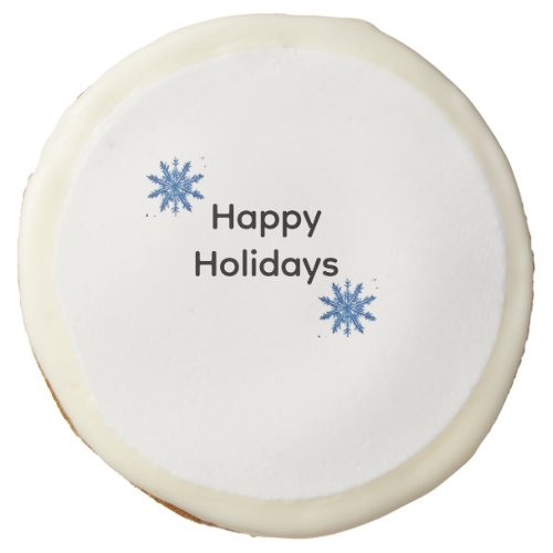 Blue snowflakes happy holidays Christmas add name  Sugar Cookie